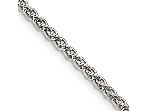 Rhodium Over Sterling Silver 2.5mm Round Spiga Chain - 1CMWGI | JTV.com