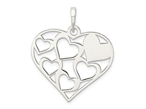 Sterling Silver Polished and Textured 'Mom' Heart Pendant
