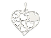 Sterling Silver Polished and Textured 'Mom' Heart Pendant