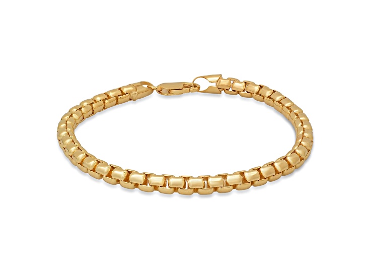 Unisex 14K Yellow Gold Over Sterling Silver Box Link Bracelet