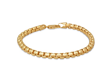 Unisex 14K Yellow Gold Over Sterling Silver Box Link Bracelet