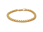 Unisex 14K Yellow Gold Over Sterling Silver Box Link Bracelet