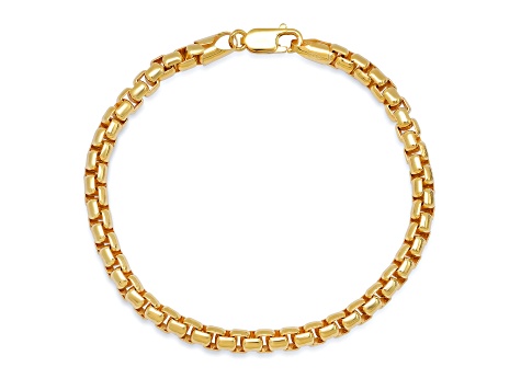 Unisex 14K Yellow Gold Over Sterling Silver Box Link Bracelet