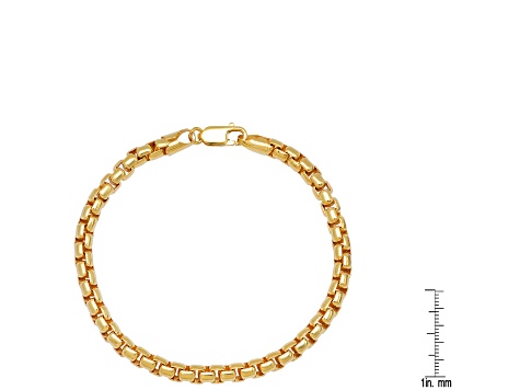 Unisex 14K Yellow Gold Over Sterling Silver Box Link Bracelet