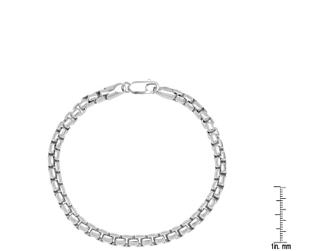 Unisex Sterling Silver Box Link Bracelet