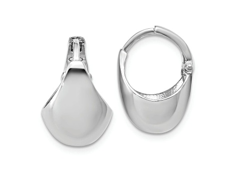 Rhodium Over Sterling Silver Polished Hinged Huggie Hoop Earrings