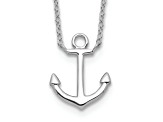 Rhodium Over Sterling Silver Anchor with 2 Inch Extension Necklace