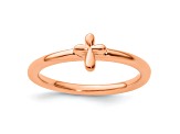 Sterling Silver Stackable Expressions Rose Gold-plated Cross Ring