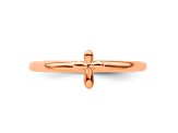 Sterling Silver Stackable Expressions Rose Gold-plated Cross Ring