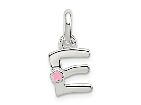 Sterling Silver Letter E with Enamel Pendant