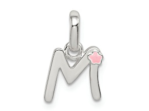 Sterling Silver Letter M with Enamel Pendant