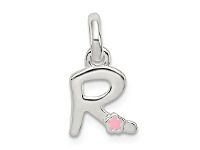 Sterling Silver Letter R with Enamel Pendant