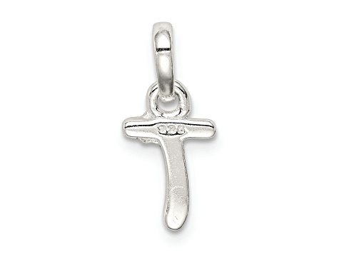 Sterling Silver Letter T with Enamel Pendant