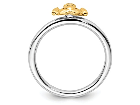 Sterling Silver Stackable Expressions Yellow-plated Claddagh Ring