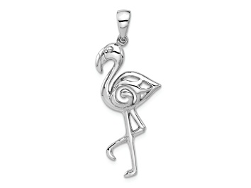 Picture of Rhodium Over Sterling Silver Polished Flamingo Pendant