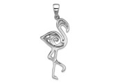 Rhodium Over Sterling Silver Polished Flamingo Pendant