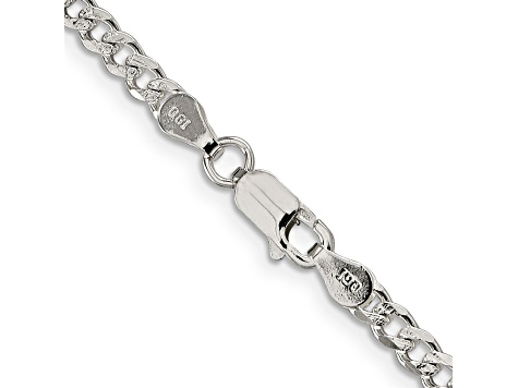 Sterling Silver 4mm Pave Curb Chain