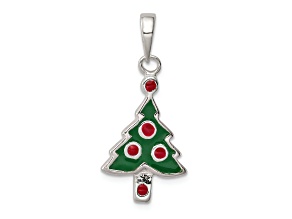 Sterling Silver Enameled Christmas Tree Pendant