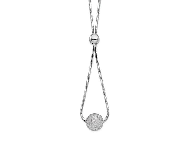 Sterling Silver Rhodium-plated Diamond-cut Beaded Drop 18-inch