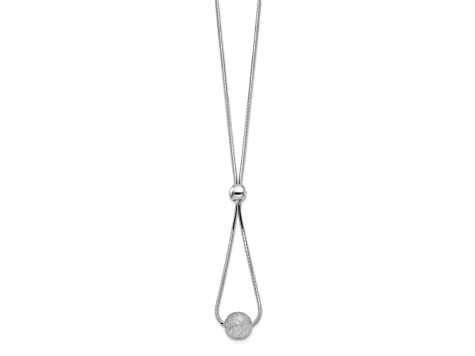 Sterling Silver Rhodium-plated Diamond-cut Beaded Drop 18-inch Necklace