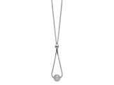 Sterling Silver Rhodium-plated Diamond-cut Beaded Drop 18-inch Necklace