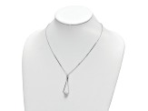 Sterling Silver Rhodium-plated Diamond-cut Beaded Drop 18-inch Necklace