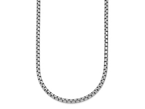 Rhodium Over Sterling Silver Polished 3.2mm Box 24 Inch Chain