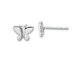 Rhodium Over Sterling Silver Butterfly Children's Post Earrings