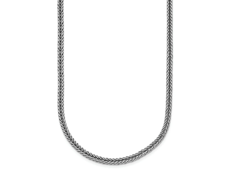 Rhodium Over Sterling Silver Polished 3.0mm Franco 18 Inch Chain