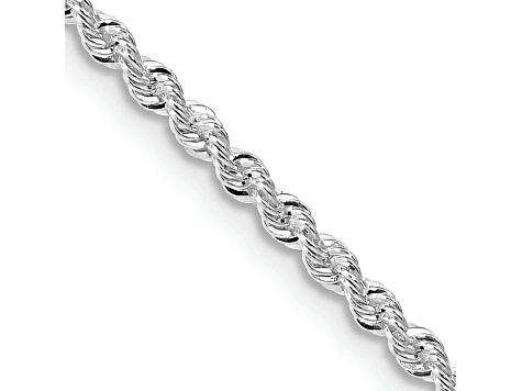 Rhodium Over Sterling Silver 2.3mm Solid Rope Chain