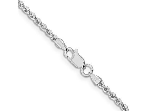 Rhodium Over Sterling Silver 2.3mm Solid Rope Chain