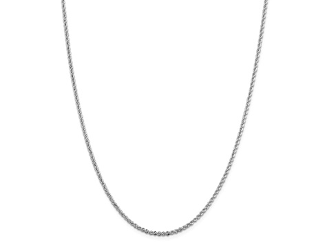 Rhodium Over Sterling Silver 2.3mm Solid Rope Chain