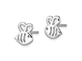 Rhodium Over Sterling Silver Bumblebee Children's Post Earrings