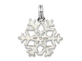 Rhodium Over Sterling Silver Enameled Snowflake Charm