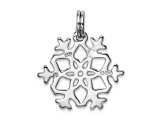Rhodium Over Sterling Silver Enameled Snowflake Charm
