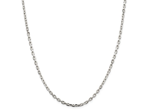 Sterling Silver 3.25mm Beveled Oval Cable Chain Necklace