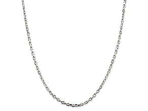 Sterling Silver 3.25mm Beveled Oval Cable Chain Necklace