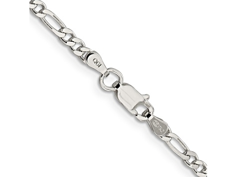 Sterling Silver 3mm Pavé Flat Figaro Chain