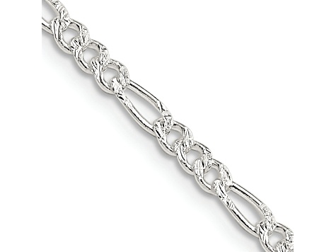 Sterling Silver 3mm Pavé Flat Figaro Chain