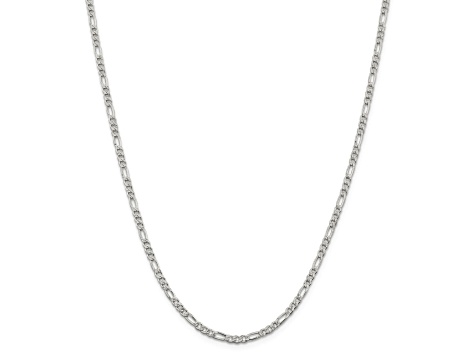 Sterling Silver 3mm Pavé Flat Figaro Chain