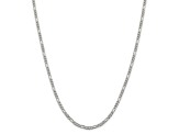 Sterling Silver 3mm Pavé Flat Figaro Chain