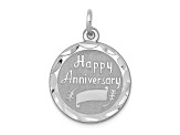 Rhodium Over Sterling Silver Happy Anniversary Disc Charm