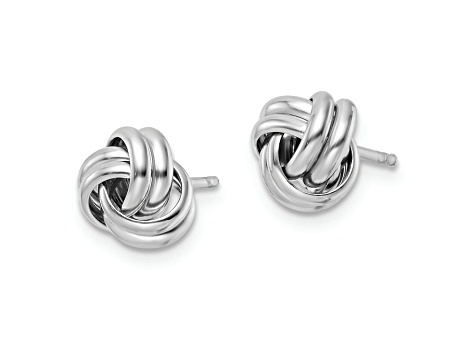Rhodium Over Sterling Silver Post Polished Love Knot Earrings