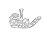 Rhodium Over Sterling Silver Polished Cut-out Flat Airboat Pendant