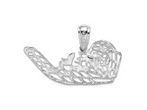 Rhodium Over Sterling Silver Polished Cut-out Flat Airboat Pendant