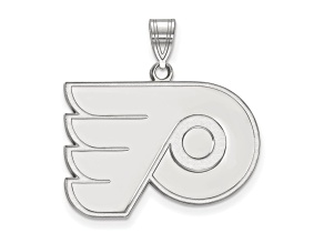 Rhodium Over Sterling Silver NHL LogoArt Philadelphia Flyers Large Pendant