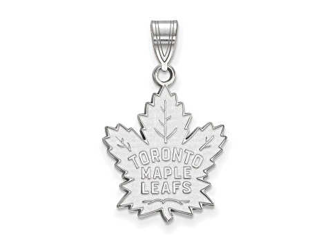 Rhodium Over Sterling Silver NHL LogoArt Toronto Maple Leafs Large Pendant