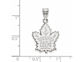 Rhodium Over Sterling Silver NHL LogoArt Toronto Maple Leafs Large Pendant