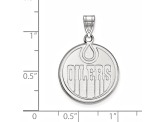 Rhodium Over Sterling Silver NHL LogoArt Edmonton Oilers Large Pendant