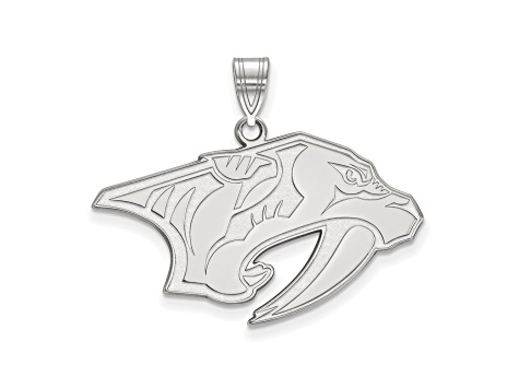 Rhodium Over Sterling Silver NHL LogoArt Nashville Predators Large Pendant